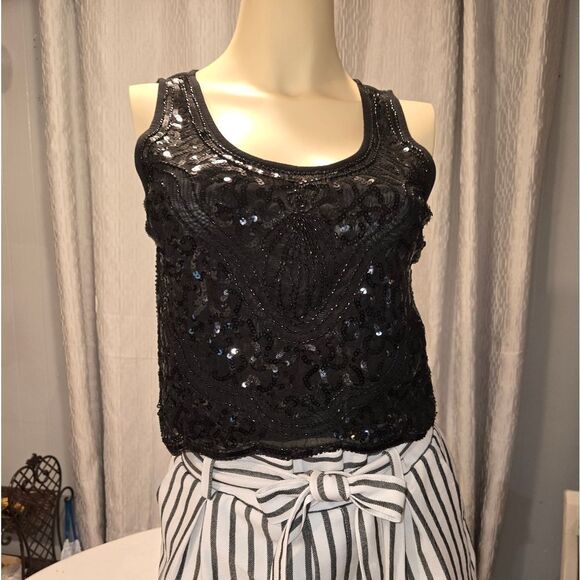 Black Sequined Tank Top Never Worn Small - Picture 9 of 14